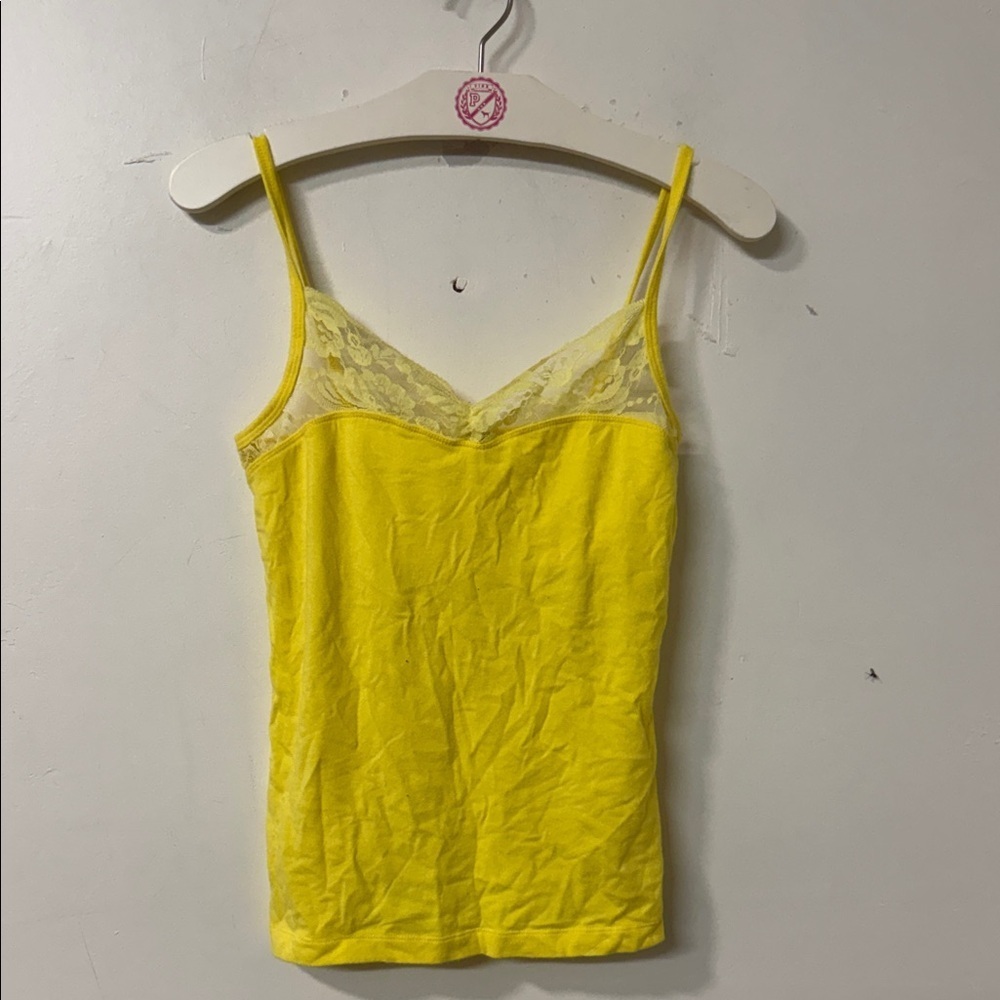 Yellow Lace Trim Cami Top y2k